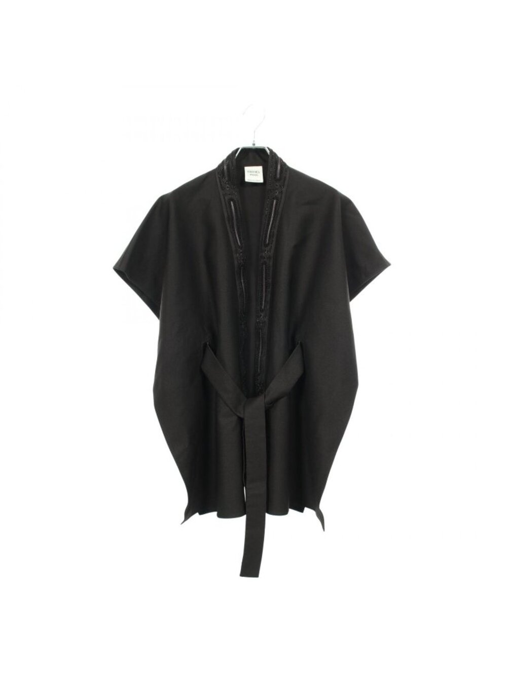 Hermes Poncho Bead Embroidery Black Wool